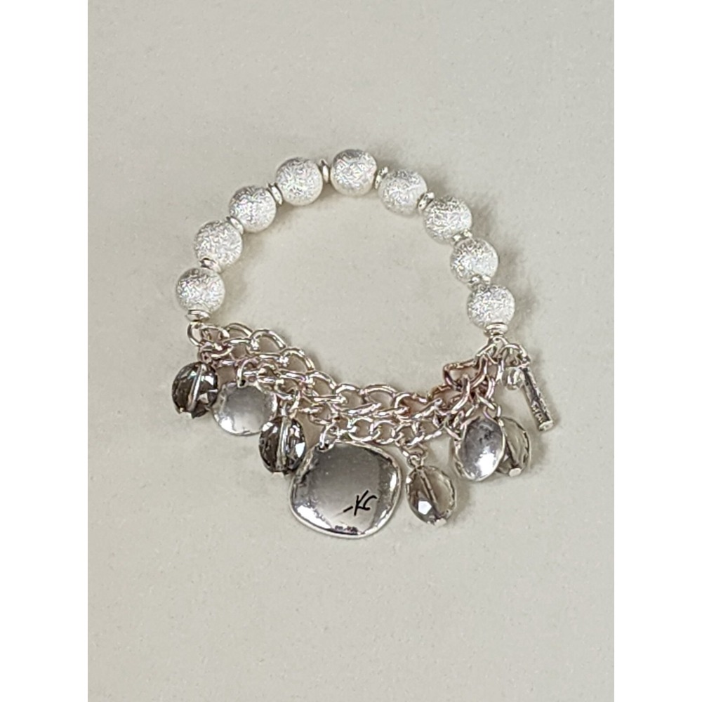 KENNETH COLE REACTION Stretch Charm Bracelet‎ Faux Pearl Multi Chain FREE $HIP!!
